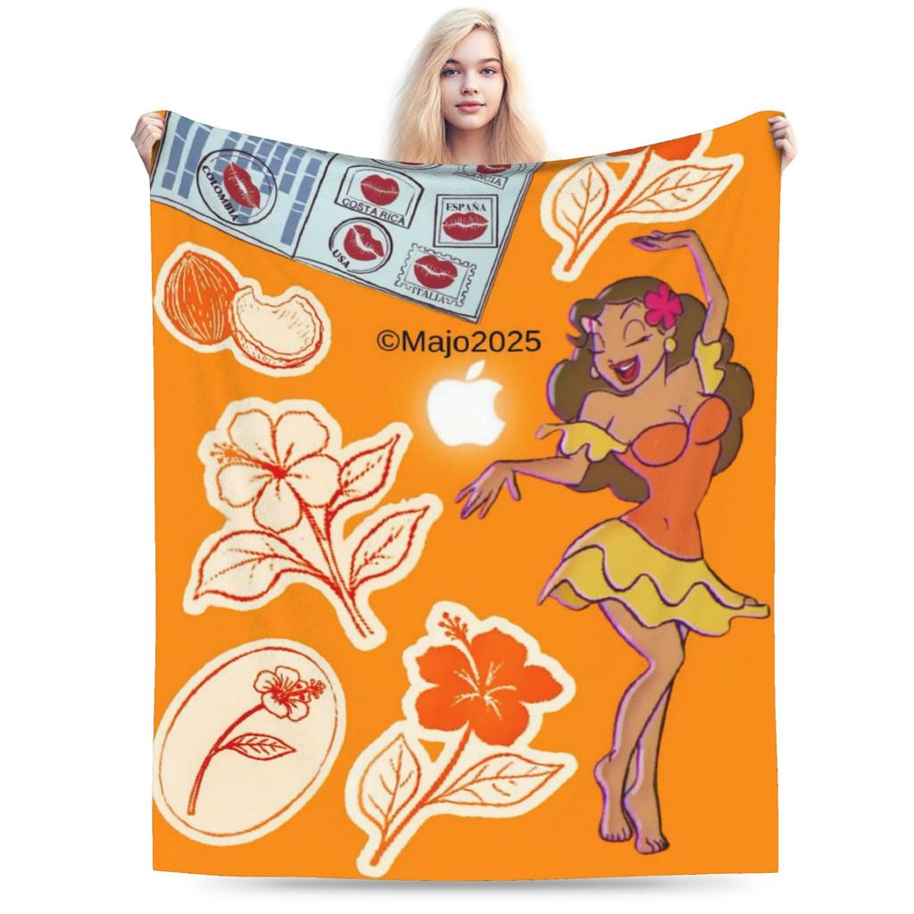 Karol G Tropicoqueta Blankets Quality Warm Soft Throw Blanket Winter Girls Boys Bedroom Pattern Bedspread