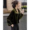Demana Women's Elegant Velvet Stand Collar Jacket