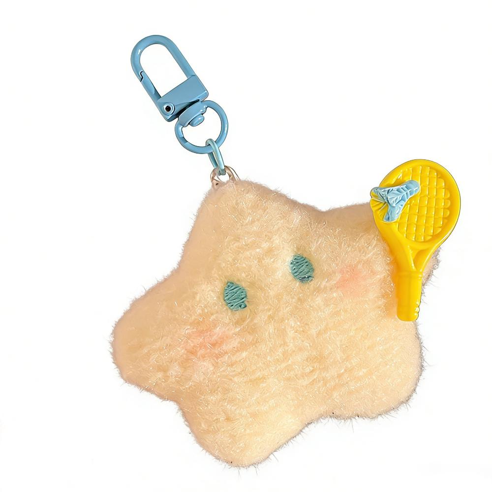 Good Luck Plush Star Pendant Cartoon Bag Hanging Charms Kawaii Star Moon Keychain  Students Feather Star