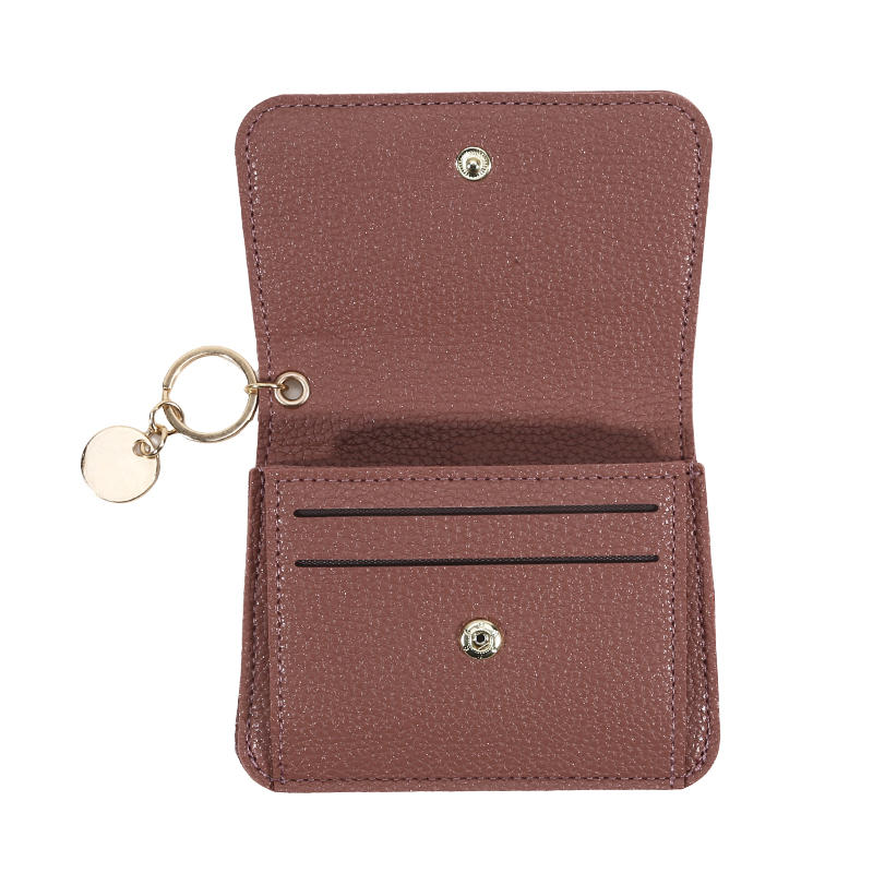 Ladies' Simple PU Leather Mini Zip Around Wallet Solid Color Slim Card Holder Coin Purse with RFID Blocking
