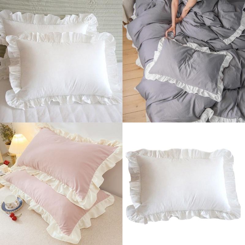 Delicate Ruffle Pillowcase Polyester Bed Cover With Decorative Edge for Bedroom Living Room Styling