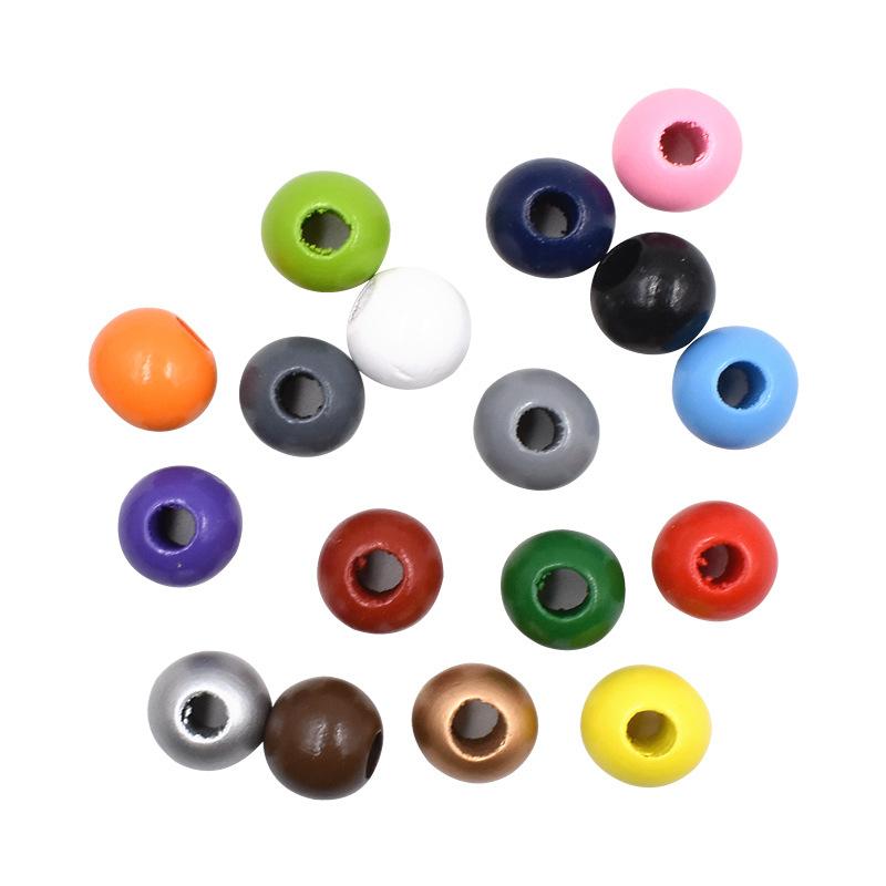 20pcs 20mm Colorful Round Wooden Beads for Craft Natual Painted Wood Spacer Loose Beads for Home Party Festival Decoration