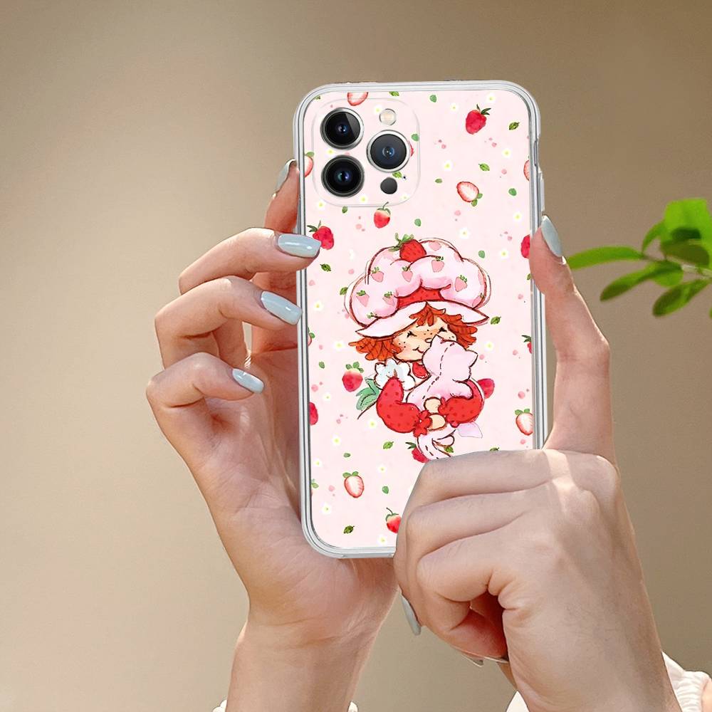 Cartoon Girl S-Strawberry S-Shortcake TPU Silicone Case For IPhone 11 12 13 14 15 16 17 Pro Max Shockproof Clear Back Cover