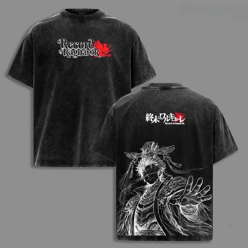 Record Of Ragnarok Qin Shi Huang Printed Tee Men Women Washed Cotton T-shirts Manga Vintage T Shirt Harajuku Short Sleeve Tshirt