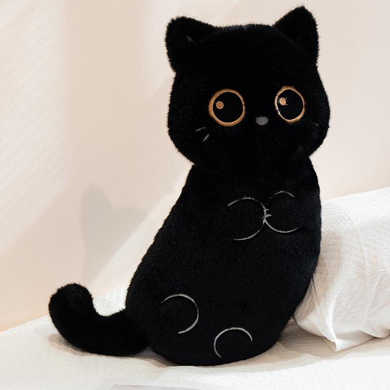 Three Colors Kawaii Cat Plush Toy Soft Stuffed Animal Black Cat Pillow Birthday Gift for Girlfriend Women Home Room Decor