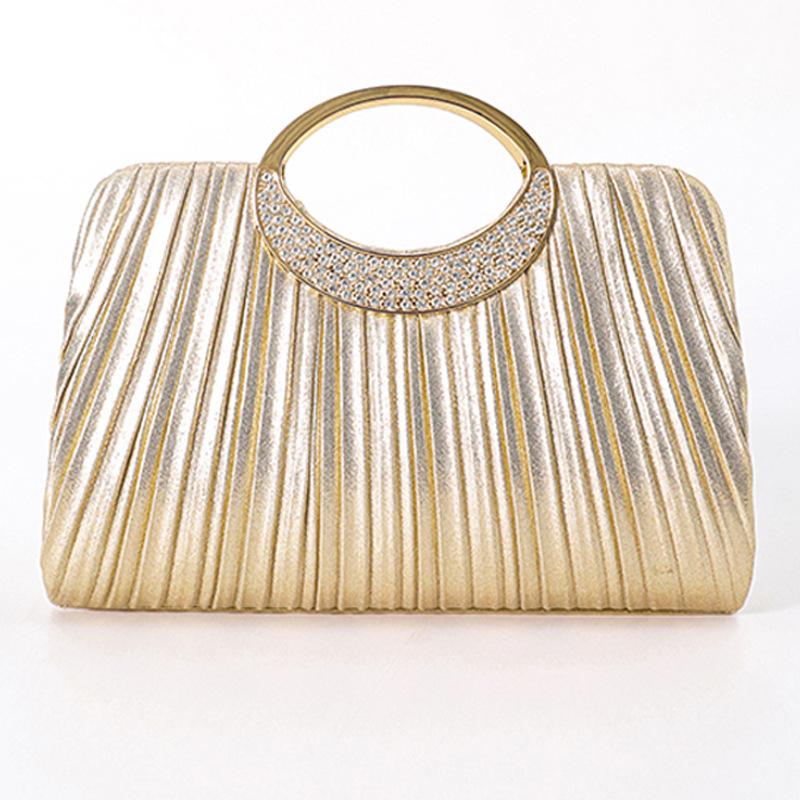 

Temu Xiyin Dinner Bag Pleated Handheld Banquet Bag Wedding Bag Evening Bag Light Luxury Diamond Encrusted срібний