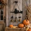 Iron Wind Chime Halloween Witch Broom Chime, Holiday Party Decorative Hanging Bell Metal for Indoor Outdoor Garden Patio Porch Festive