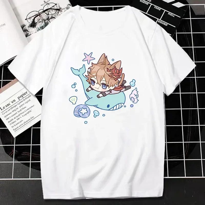 Camiseta De Mujer Genshin Impact Camisetas De Unisexga Corta Estampada Harajuku Para Mujer Ropa De Calle Kawaii De Verano
