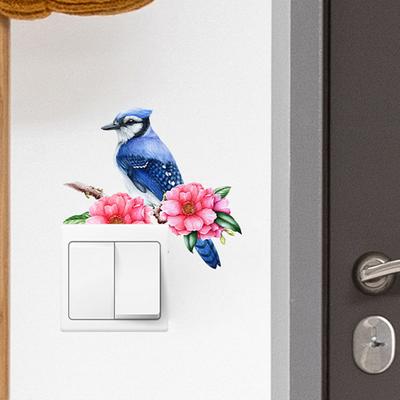 Bird Flower Branch Switch Sticker Removable Self-adhesive Waterproof PVC Living Room Bathroom Light Switch Wall Socket Outlet