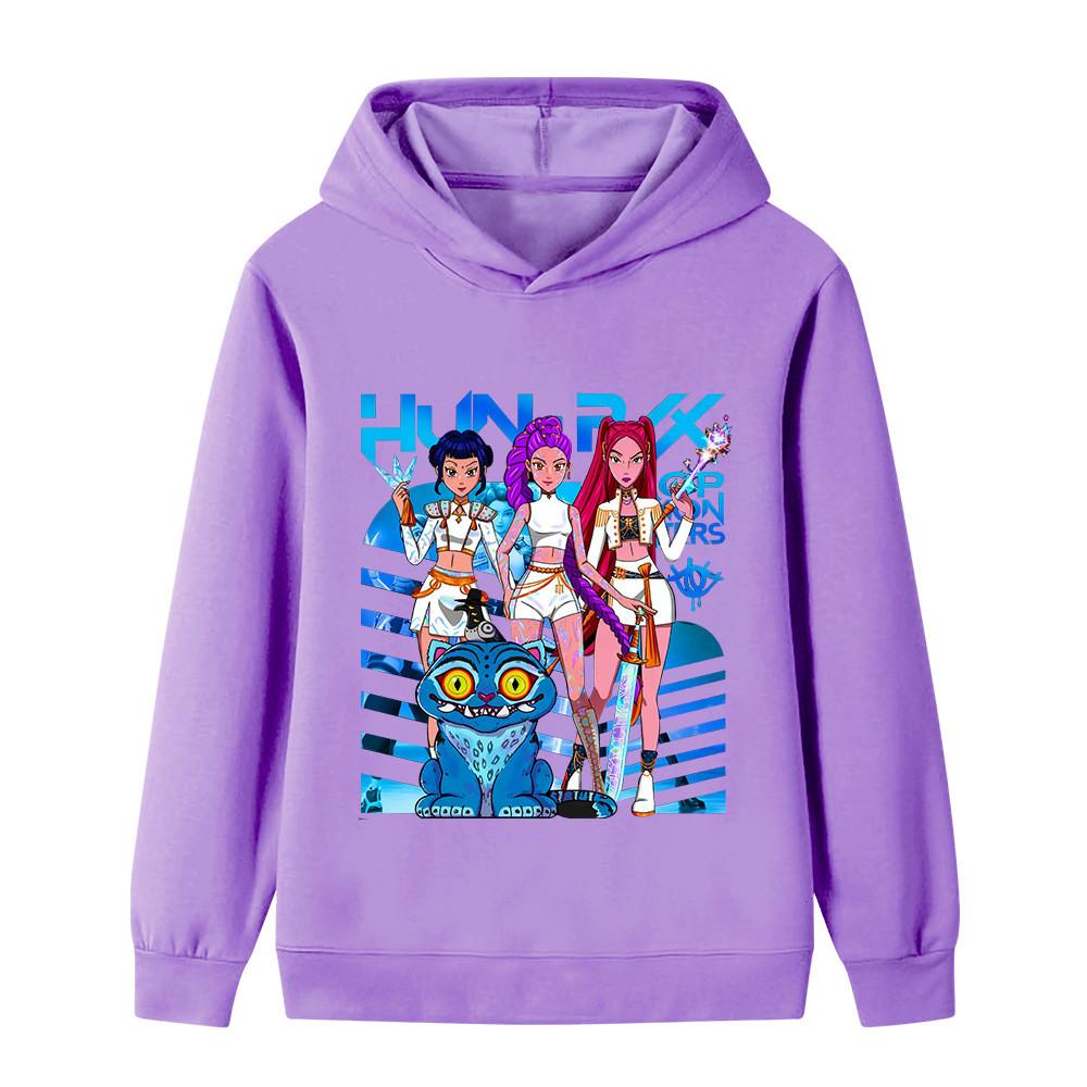 B1231 Kids Boys Girls Kpop Rumi Zoey Mira Print Long Sleeves Hoodie