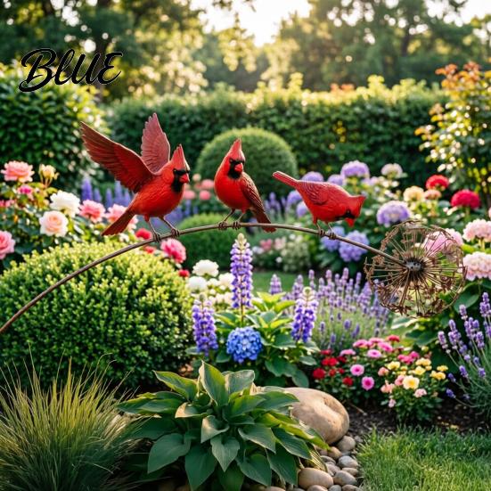 Heilgarten-Dekoration Vogel Blumen-Spieß Rustikale Metall-Hofkunst-Dekorationen mit Löwenzahn-Akzent Außen-Dekoration Wetterfeste Skulptur für