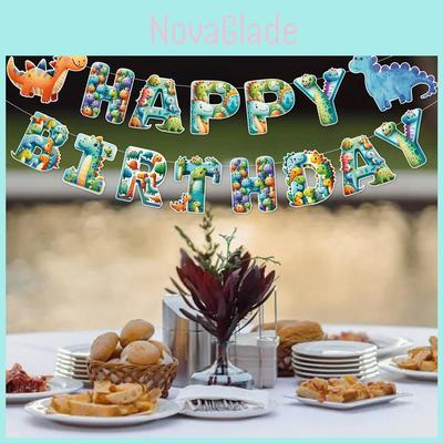 Dinosaur Party Decorations Banner And Spiral Hangings For Childrens Birthday Event