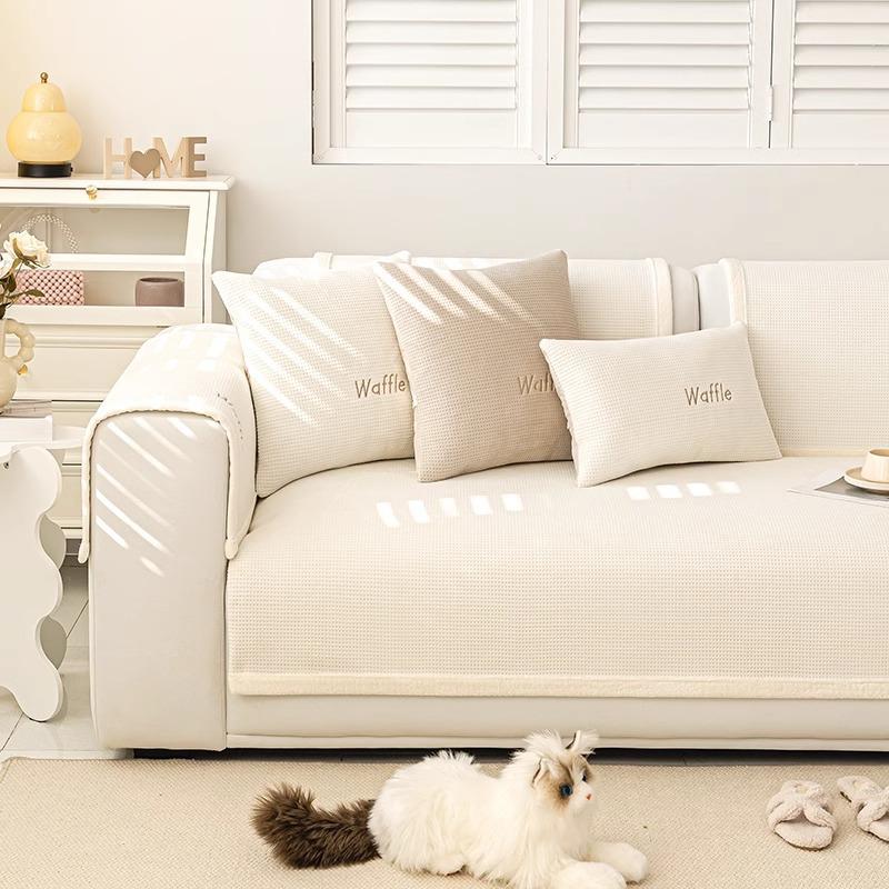 Plush Sofa Cushion Non-Slip Cream Style Winter Cushion Simple Modern Living Room Backrest Sofa Cover Slipcover