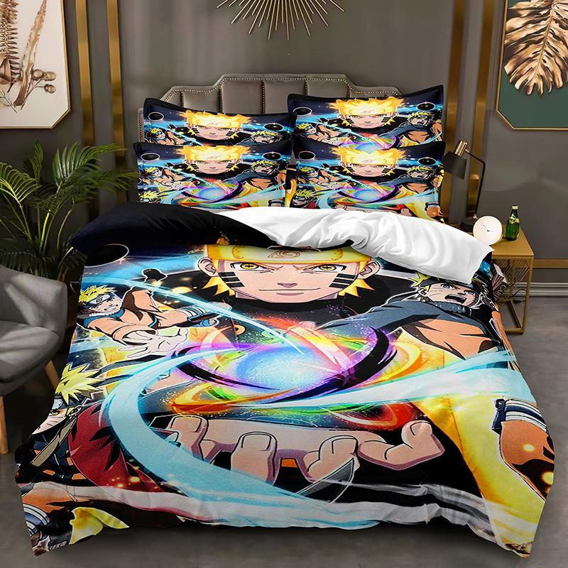 Naruto Bedding Suit Quilt Cover 3D Printed Bedroom Bed Cover Bedclothes 2/3pcs Anime Cartoon Room Decoration Xmas Gift