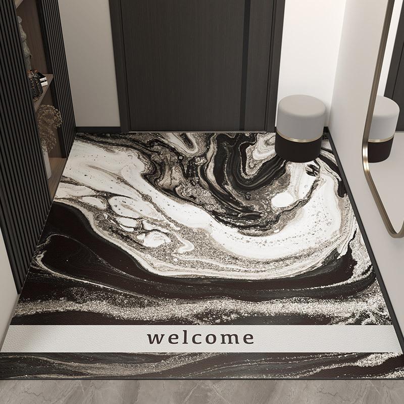 Modern Entry Door Floor Mat Entry Door Leather Foot Mat Pvc Wipes Washless Household Entryway Carpet Can Be Cut