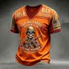 Men's V-Neck T-Shirt with Halloween Print, Casual Tee