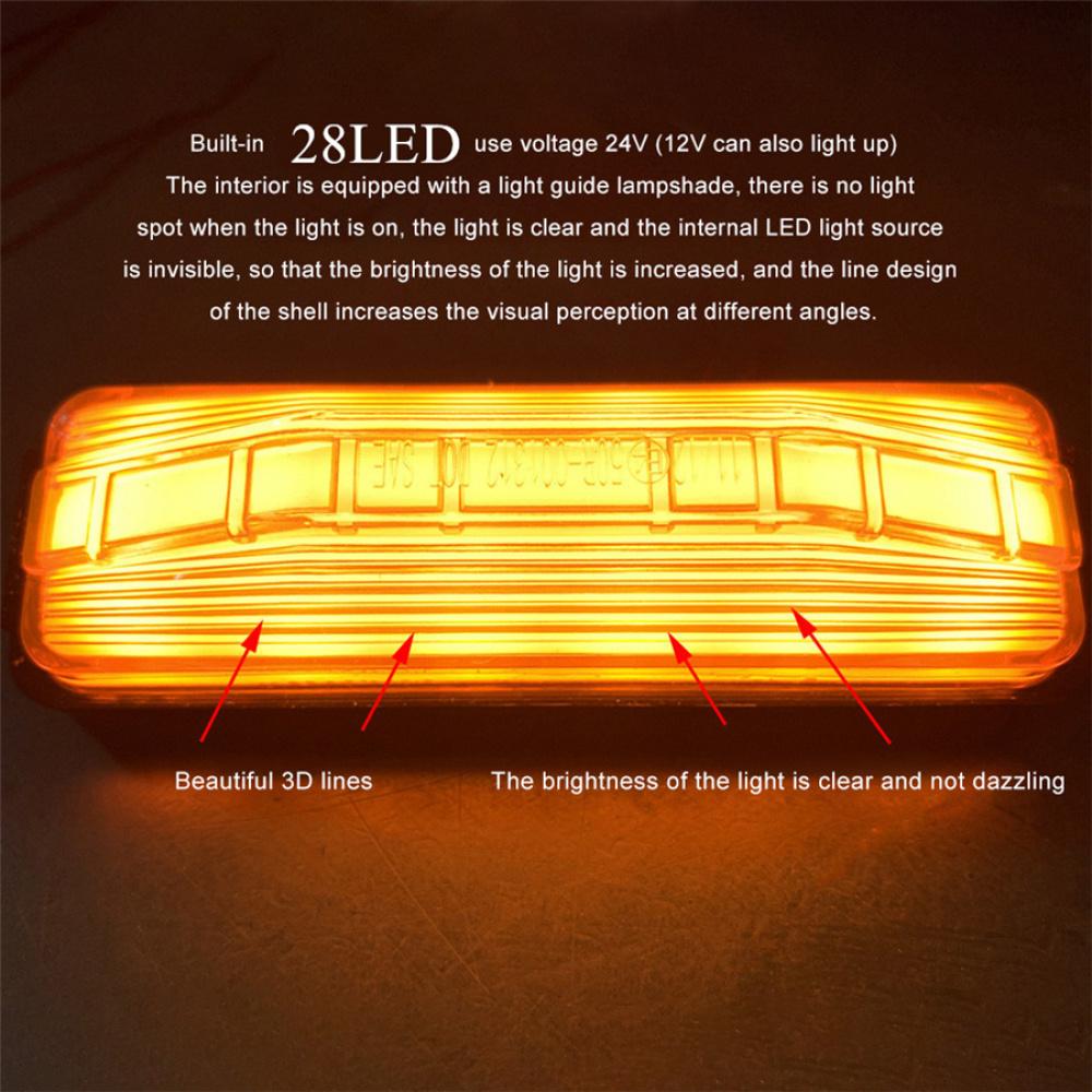 2Pcs Truck LED Light 12-24V 28LED Scanning Side Marker Turn Signal Warning Lights Tail Brake Light Emergency Signal for Trunk Trailer