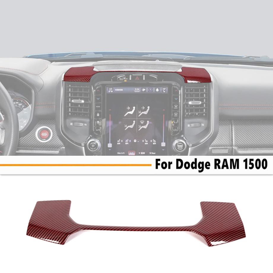 For Dodge Ram 1500 19-25 Red Carbon Fiber Center Console Storage Box Panel Trim