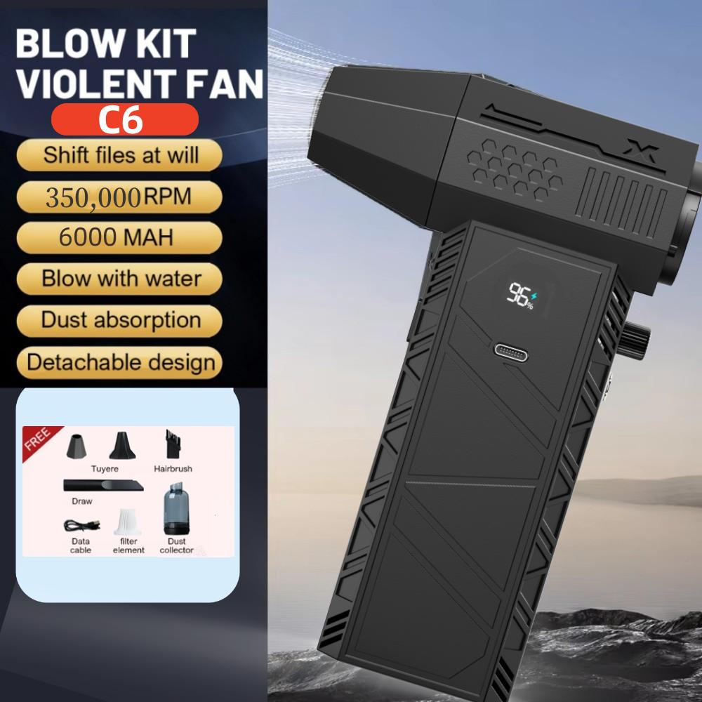 C6/C6Pro Mini Air Blower 350000RPM Brushless Motor Powerful Dust Blower Display LED Lighting Portable Rechargeable Turbo Fan Jet
