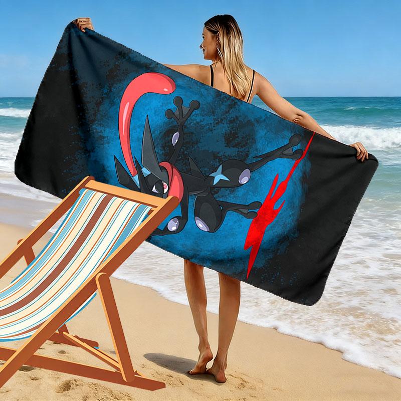 Cartoon Pokemon Print Beach Towel, Large Soft Quick Dry Towel for Beach Camping Swimming