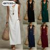 Fashion Summer Spring Solid Color Print Sleeveless V-Neck Casual Dresses