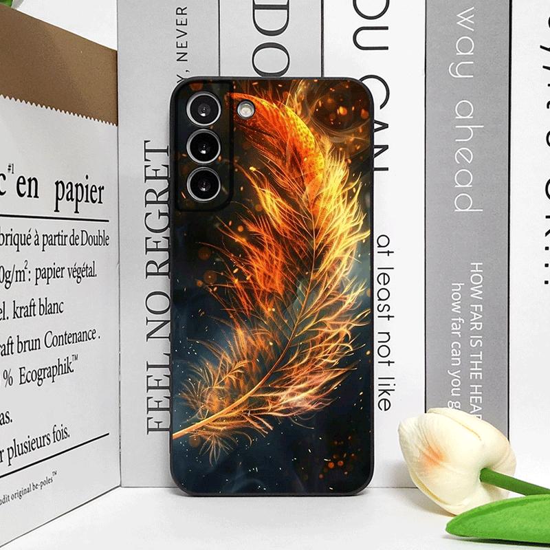 

Роскошный чехол для телефона с узором Перо Феникса и Пламя для Samsung Galaxy S25 S24+ S23 Ultra S22 Plus S20 S21 FE M53 M34 5G Мягкие чехлы Galaxy M52 5G