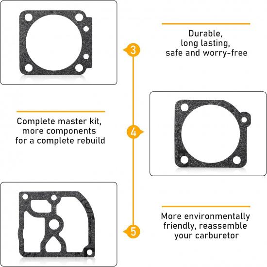 Pack of 2 Carburetor Rebuild Kit Compatible with Zama RB-69 C1Q-S32 C1Q-S46 C1Q-S46A C1Q-S61 C1Q-S61 C1Q-S61A C1Q-S61B C1Q-S61C C1Q-S61D C1Q-S61E