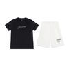 Li Ning Logo Print Fashion Simple Breathable Round Neck Pullover Short Sleeve T-Shirt Casual Sports Set Unisex Tops Black White YTSU141-2+AKST593-7