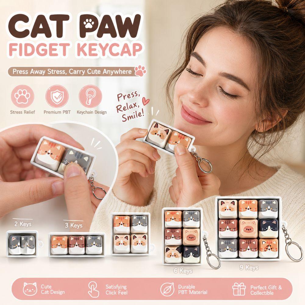 Keyboard Anti-stress Toy Pendant 2/3/4/6/9 Keys Cat Fidget Keychain  Children Adults