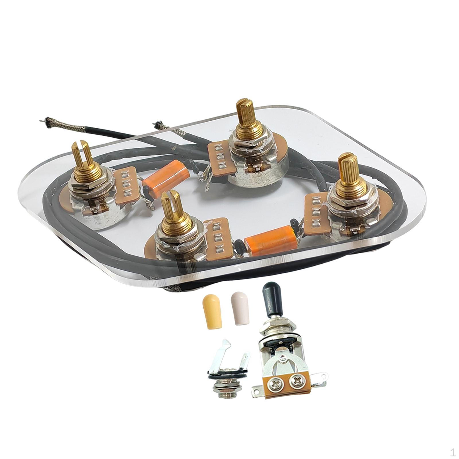 

Electric Guitar Wiring Harness Prewired 2T2V Tone Volume Control 500K Big Pots 3 Way Switch for