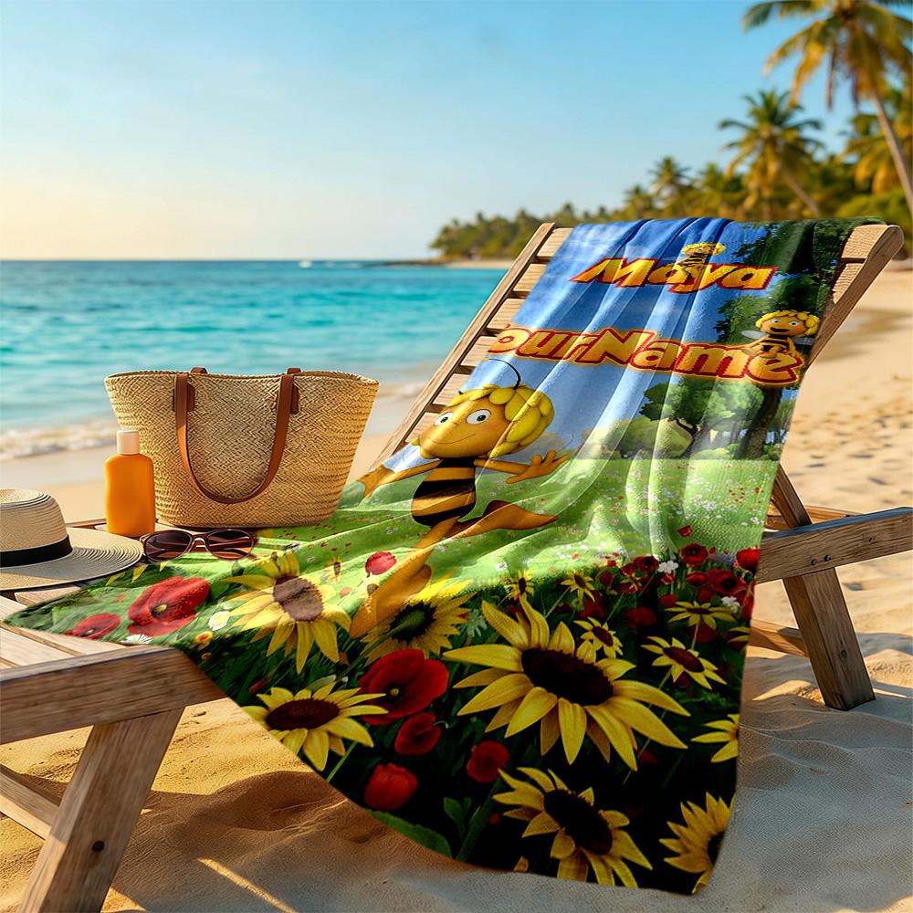 Biene Maja Customized Name Beach Towel Super Soft & Absorbent Suitable for Swimming Gym Camping Yoga Vacation