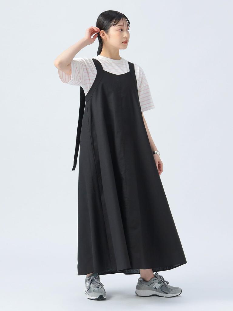 Beams Heart Kang Long Dress One Size Women's O/D OP25S, Black,