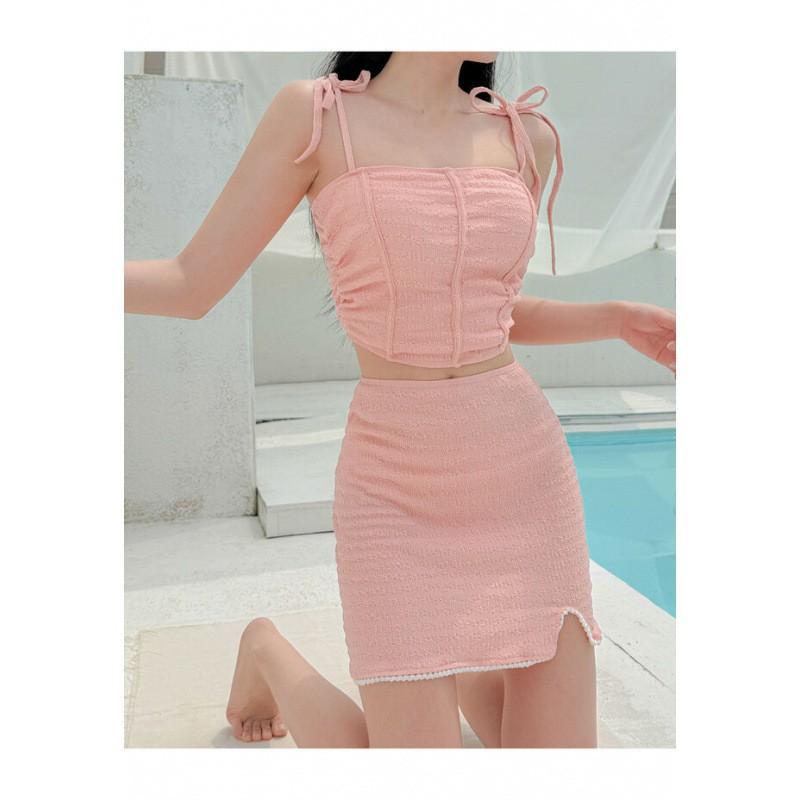 

Ins Style Temperament Slim Fit Conservative Skirt Three Piece Set Hot Vacation Leisure Split Swimsuit Women M