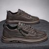 2024 Leather Casual Men Shoes Zipper Platform Fashion Designer Luxury Four Seasons Retro Low Top Outdoor Walking Male Sneakers