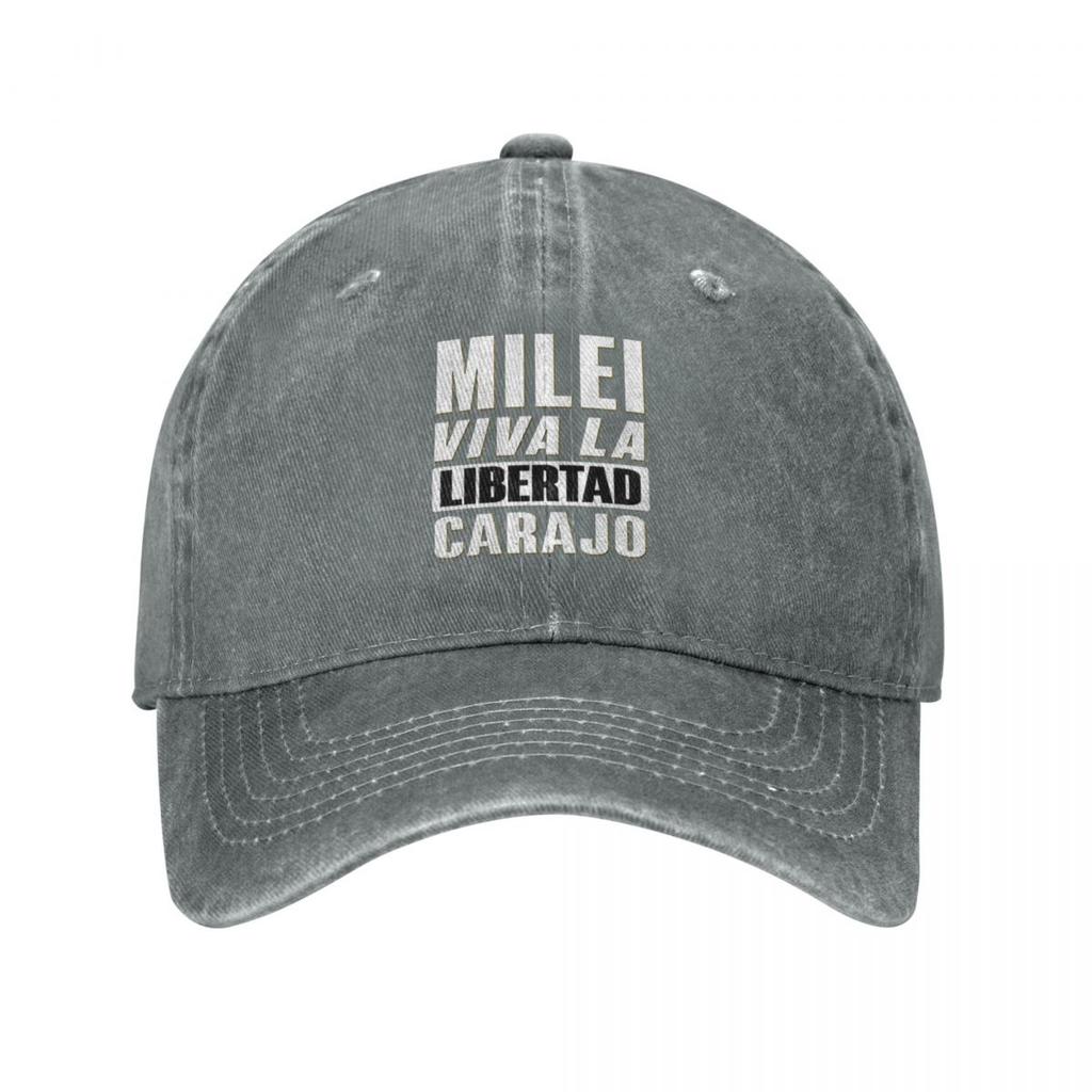 Javier Milei Viva La Libertad Carajo Retro Denim Washed Baseball Caps Women Cowboy Activities Hats Camping Mens Snapback Cap