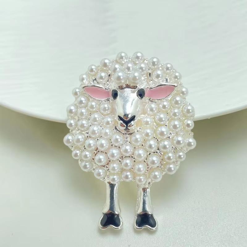 Imitation Pearl Sheep Animal Brooch Pin 1Pcs for Women Elegant Design for Wedding Party Coat Bag Decoration Gift