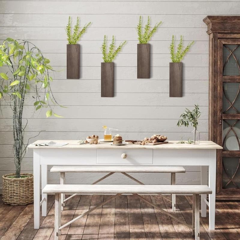 2pcs Natural Wood Hangings Pots Versatile Wood Wall Planter Wall Decorative Pots for Living Room Office Decorations