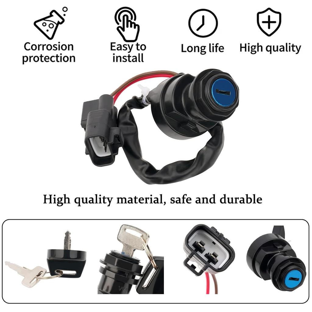 AHL Ignition Key Switch 0345-003 Compatible with Yamaha Big Bear 400 YFM400 YFM 400 2002-2004;Big Bear 400 YFM400F YFM 400F 2002-2006;Big Bear 400