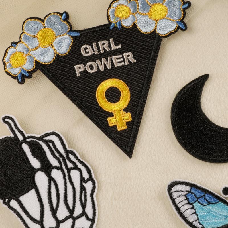 Embroidery Label Cloth Logo Badge Logo Embroidery Sticker Butterfly English Adhesive-backed Patch Sticker Clothing Accessories Cloth Sticker