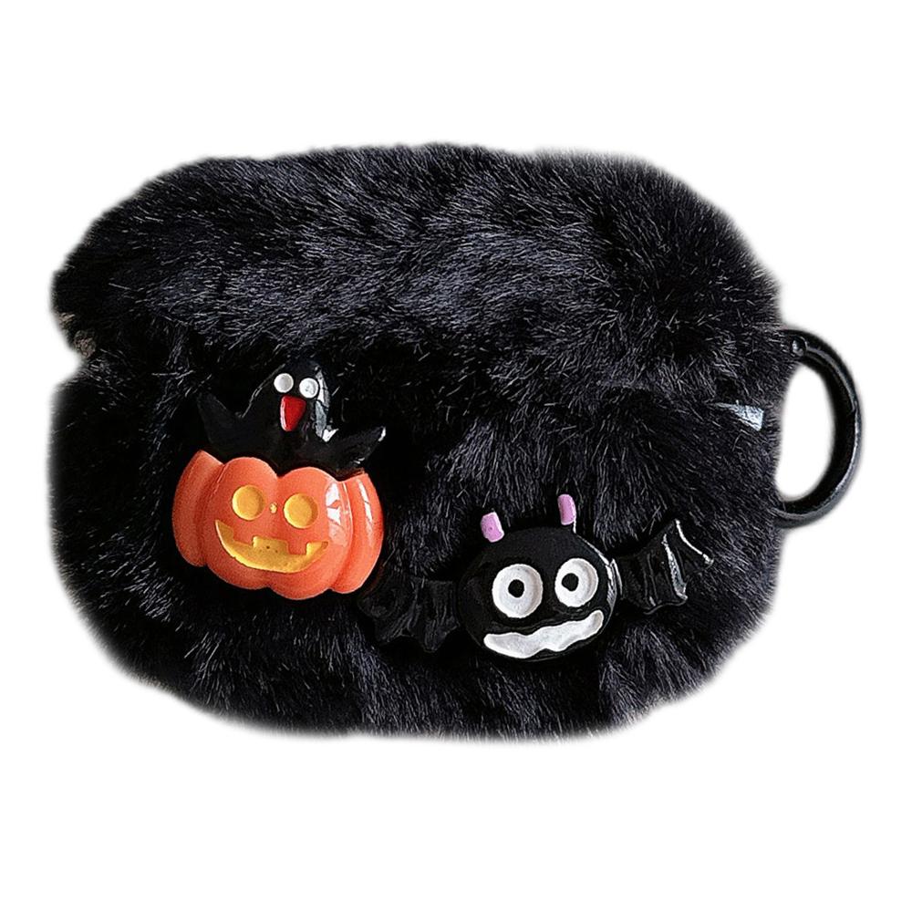 

For Apple AirPods 3 Case Halloween Pumpkin Bat Fluffy TPU Cover with Ring Buckle
