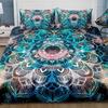 3-teiliges Bettwäscheset mit Galaxy-Mandala-Blumenmuster – Stilvolle Ramadan-Gästezimmerbettwäsche mit 1 Bettbezug und 2 Kissenbezügen
