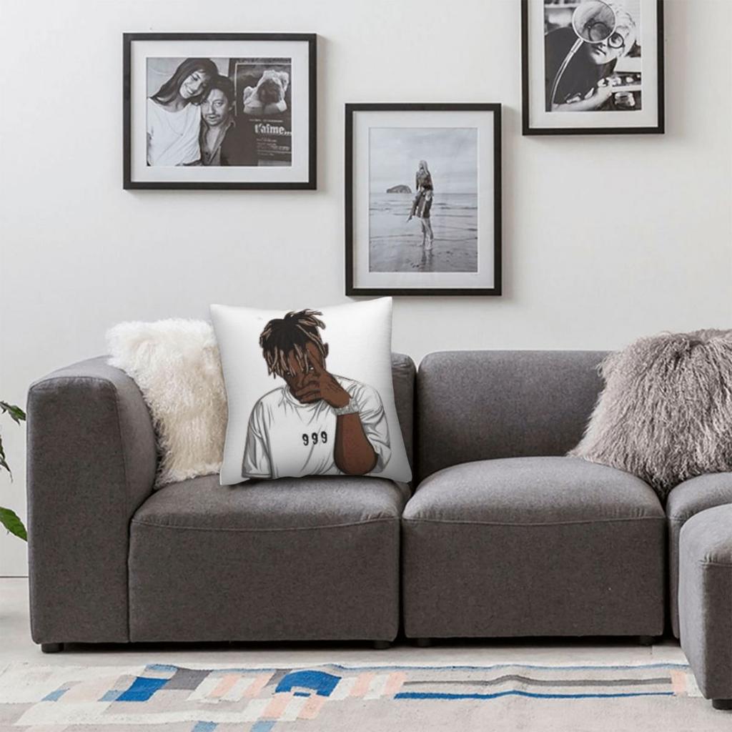 Juice Wrld 999 Quadratischer Kissenbezug Polyester Leinen Samt Kreativer Reißverschluss Dekor Kissenbezug Sofakissenbezug
