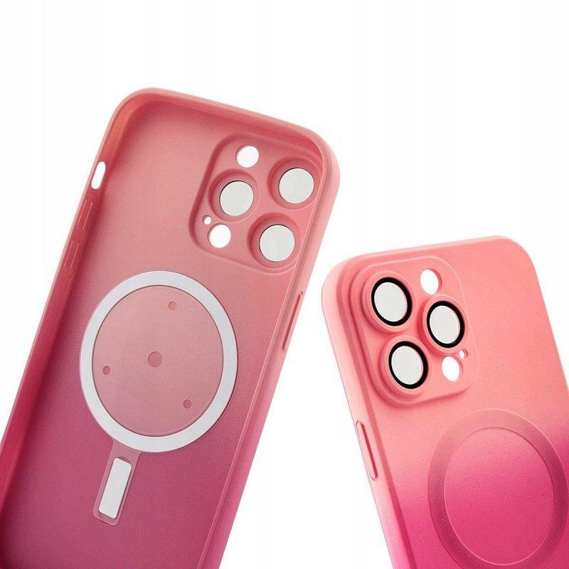 Case For Iphone 14 Ombre Magsafe Reinforced Case Pink Case + Glass