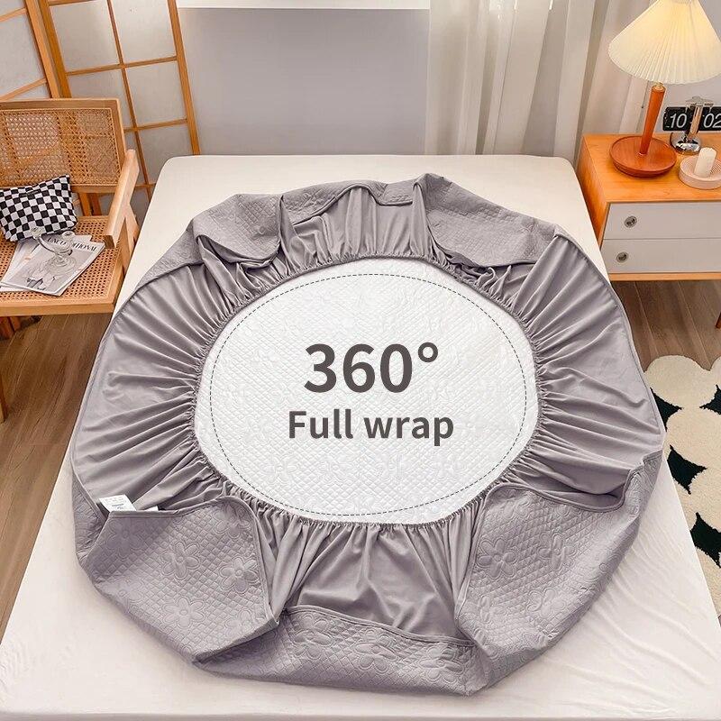 Raw Cotton Waterproof Quilted Fitted Sheet160x200,Single-Piece Mattress Protector Cover,Class A Maternal Child Grade