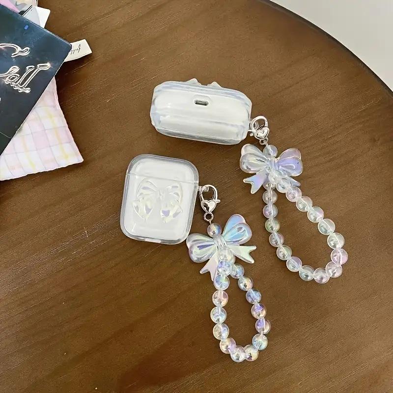The 3D Bow Is Suitable for AirPods 1st Generation Protective Cover, 2nd Generation 1st Generation Pro1, and Apple Bluetooth Earphones with Transparent