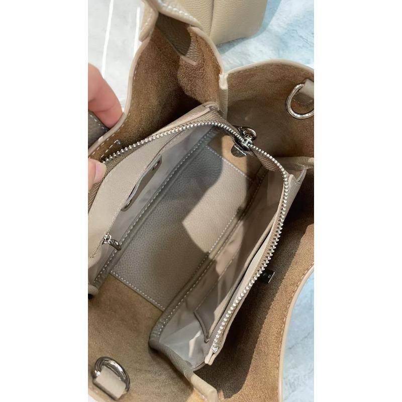 New first-layer cowhide leather high-end bucket bag vegetable basket bag single shoulder crossbody handbag women's bag