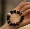 Phantom Obsidian Snowflake Crystal Bracelet - Minimalist Black & White Design