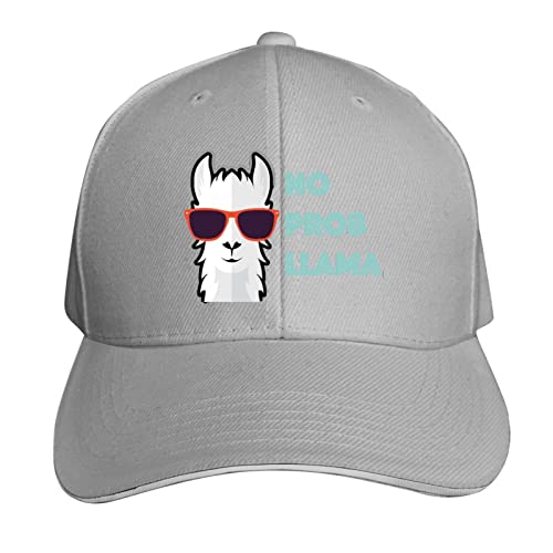No Prob Llama Alpaca Curved Brim Printed Baseball Cap Sun Hat Travel Cap Sandwich Cap Adjustable Trucker Hat