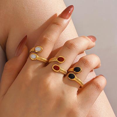 Open Ring Wide-Faced Vintage Index Finger Ring Distressed Texture Retro Style Stainless Steel Texture Stacking Finger Band Jewelry Gift
