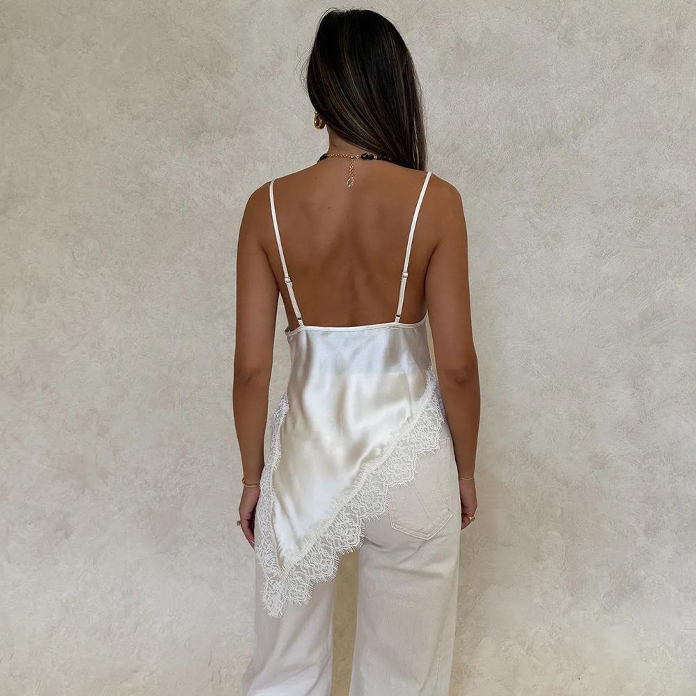 European Style Lace Trim Low-Cut Summer Camisole